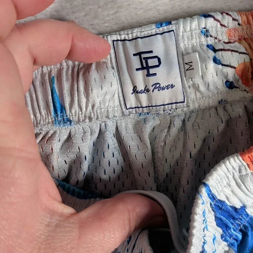 Inaka Power Mesh Shorts Elastic Waist Drawstring Pockets Mens Medium Tropical